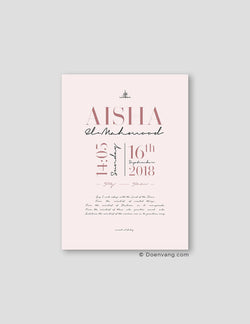 Personalised Birth Poster, Pink - Doenvang